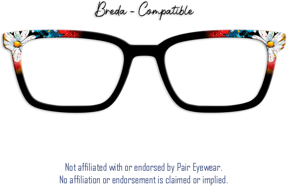 Daisy Spatter on Black | Metal Toppers | Compatible with Pair Eyewear