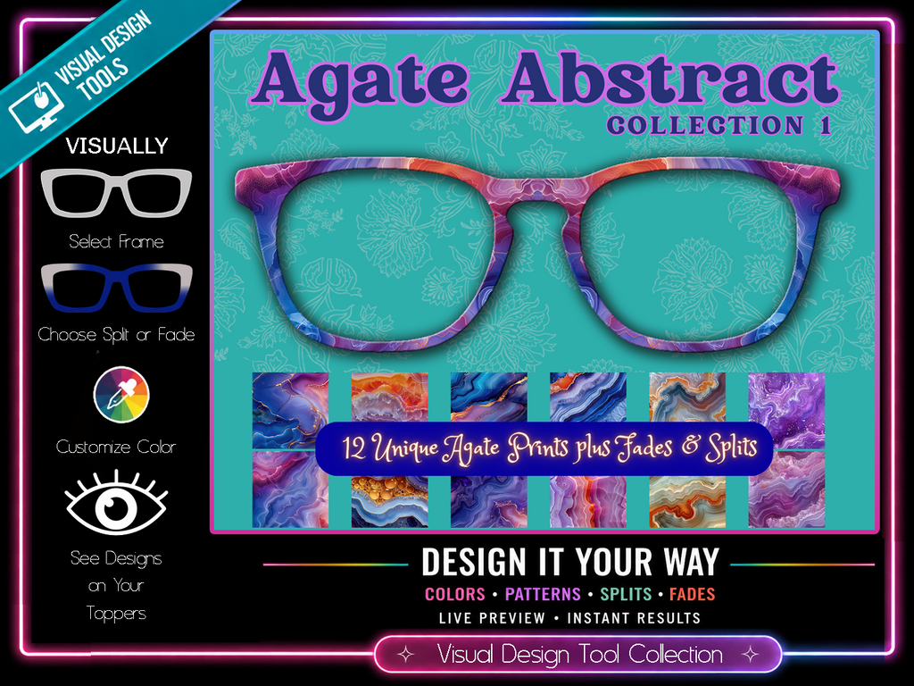 Agate Abstract Collection #1 | Pair Eyewear Compatible | w/Visual Design Tools