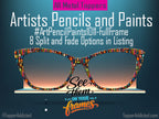 Artists Pencils and Paints | Magnetic Glasses Topper | All Metal Topper for Pair Eyewear | 8 Fade and Split Options to any color