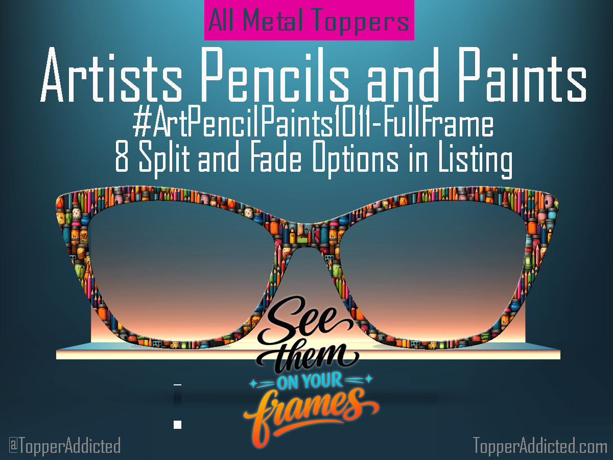 Artists Pencils and Paints | Magnetic Glasses Topper | All Metal Topper for Pair Eyewear | 8 Fade and Split Options to any color