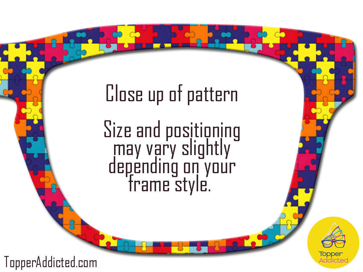Autism Awareness Puzzle Pieces | Pair Eyewear Compatible Magnetic Toppers | All Metal