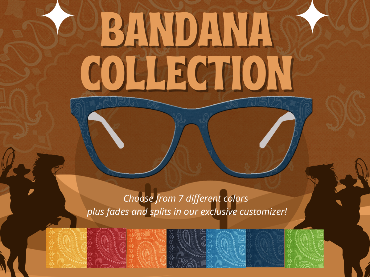 Bandana Collection | Pair Eyewear Compatible Metal Toppers | w/ Visual Design Tools