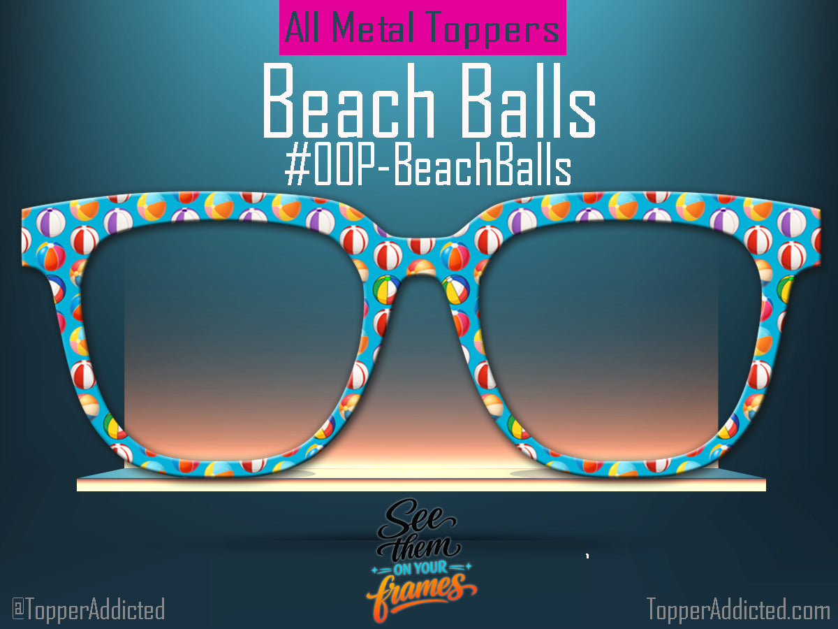 Beach Balls Magnetic Glasses Topper | All Metal Topper for Pair Eyewear | Summer Fun Pattern | Top Quality Metal