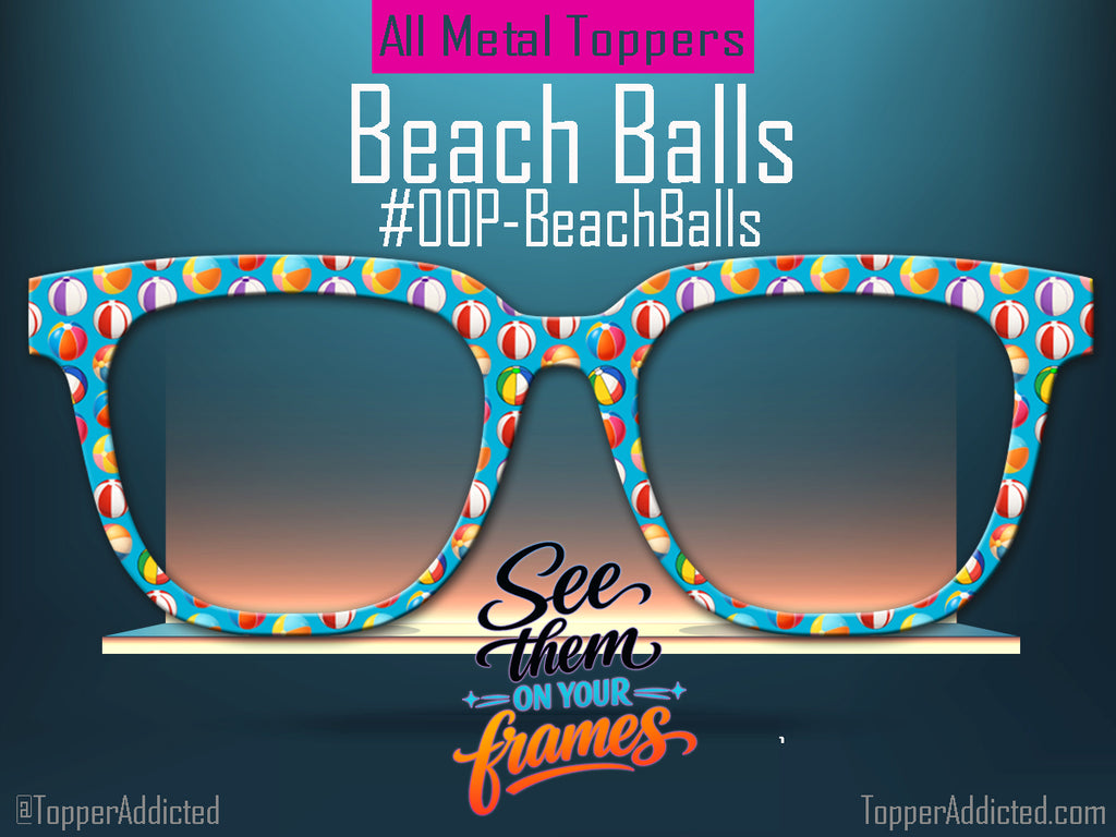 Beach Balls Magnetic Glasses Topper | All Metal Topper for Pair Eyewear | Summer Fun Pattern | Top Quality Metal