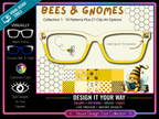 Bees & Gnomes | Pair Eyewear Compatible Metal Toppers | w/Visual Design Tools