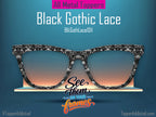 Black Gothic Lace | Dark Lacing Metal Topper | Compatible with Pair Eyewear