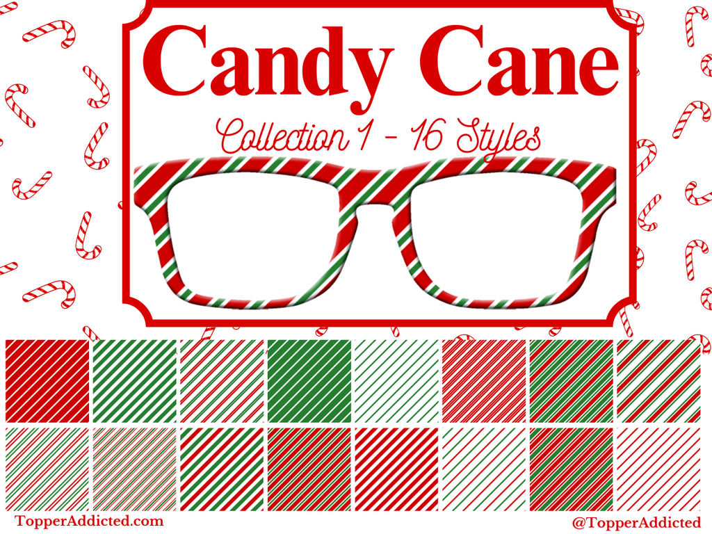 Collection of candy cane-themed products with a red border and 'Candy Cane Collection' text.
