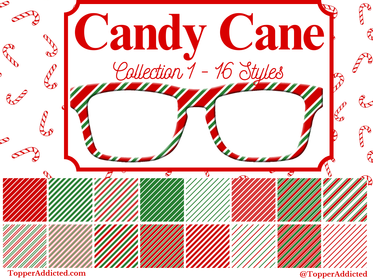 Collection of candy cane-themed products with a red border and 'Candy Cane Collection' text.