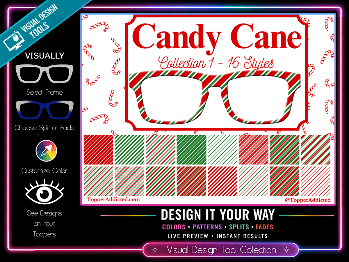 Candy Cane Designs #1 | Pair Eyewear Compatible | w/ Visual Design Tools