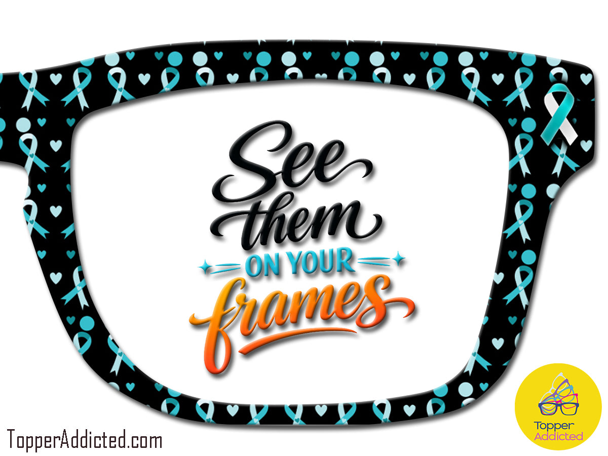 Cervical Cancer Awareness  | Magnetic Glasses Topper | All Metal Topper compatible with Pair Eyewear | 8 Fade and Split Options to any color