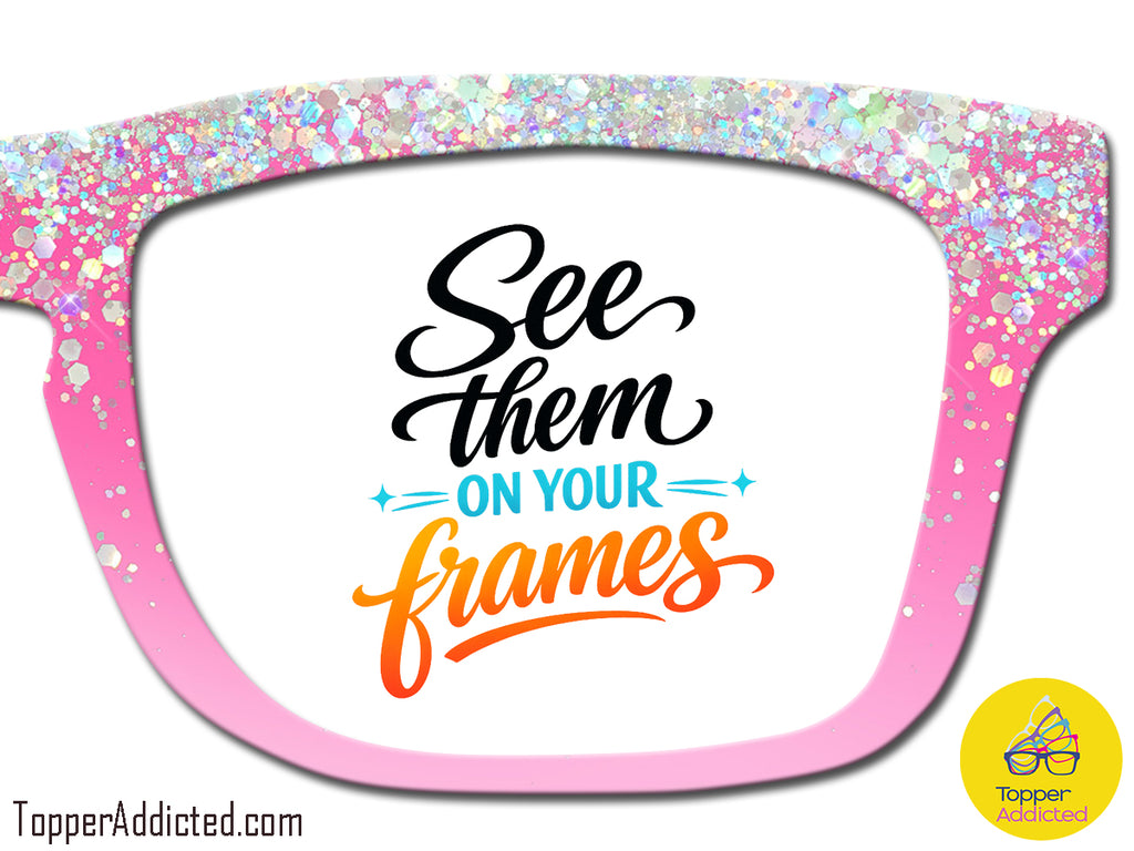 Pink Sequin Glitter Print 101x | Magnetic Glasses Topper | All Metal Topper for Pair Eyewear | 8 Fade and Split Options to any color
