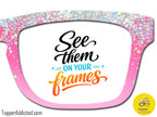Pink Sequin Glitter Print 101x | Magnetic Glasses Topper | All Metal Topper for Pair Eyewear | 8 Fade and Split Options to any color