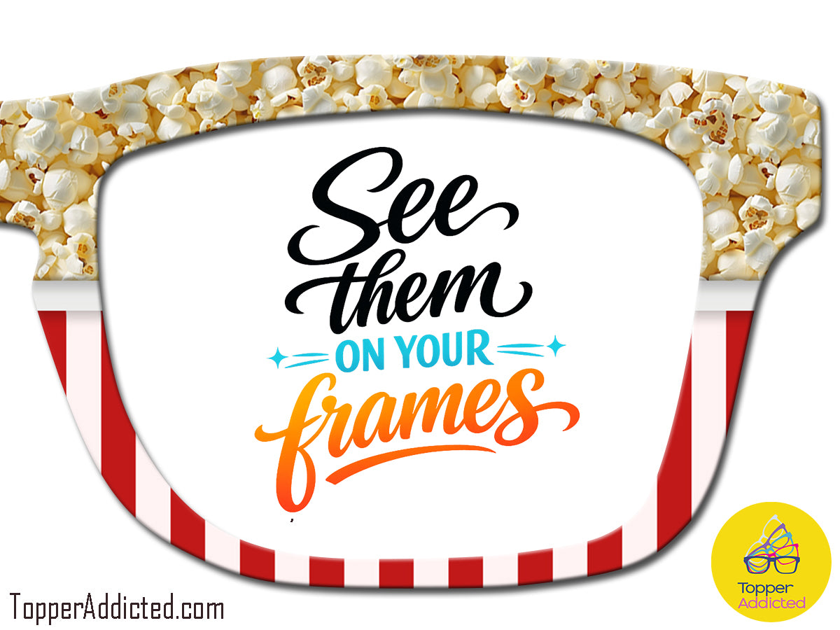 Movie Night Popcorn | Magnetic Glasses Topper | All Metal Topper for Pair Eyewear | 8 Fade and Split Options to any color