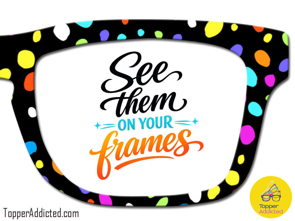Colorful Dots on Black | Magnetic Glasses Topper | All Metal Topper for Pair Eyewear | 8 Fade and Split Options to any color