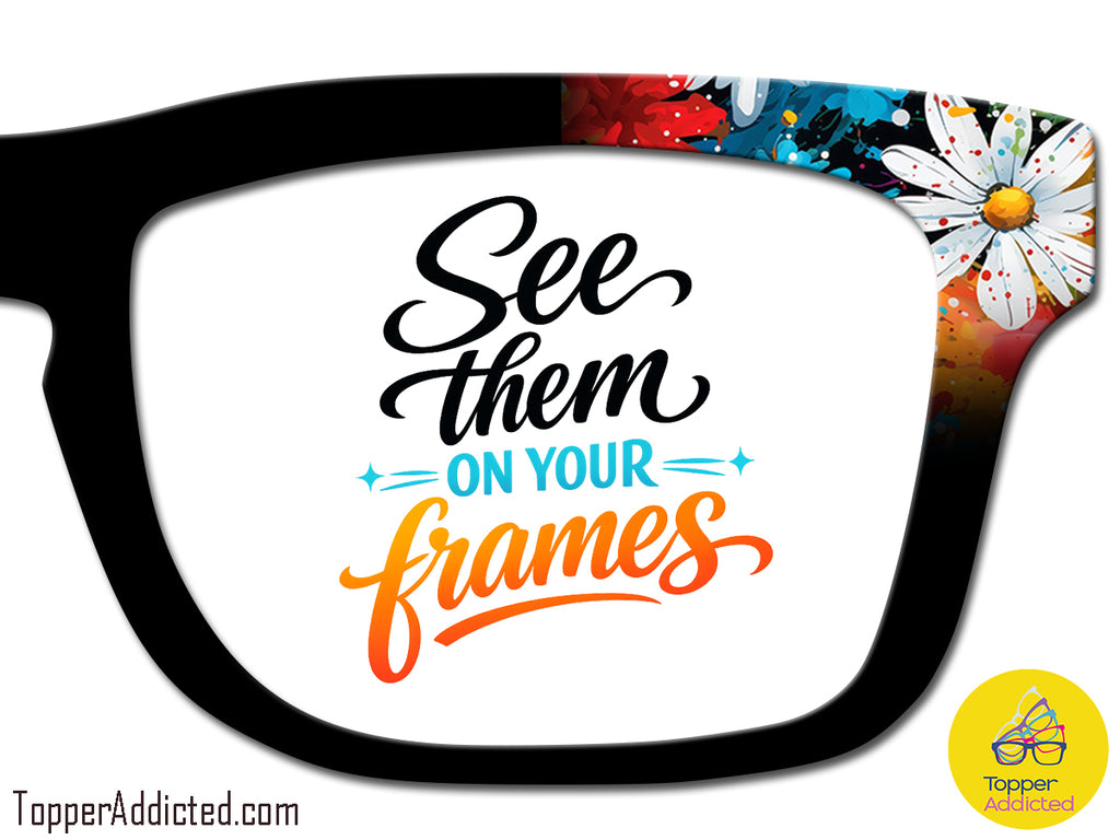 Daisy Spatter on Black | Metal Toppers | Compatible with Pair Eyewear