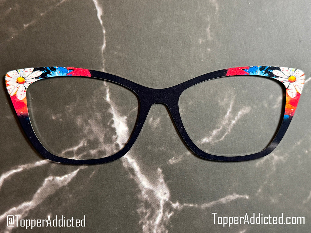 Daisy Spatter on Black | Metal Toppers | Compatible with Pair Eyewear
