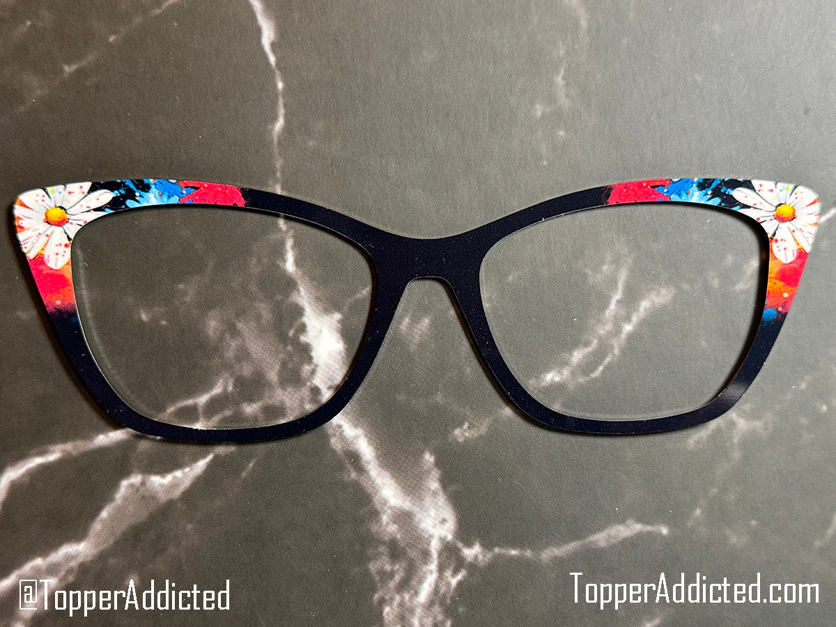 Daisy Spatter on Black | Metal Toppers | Compatible with Pair Eyewear