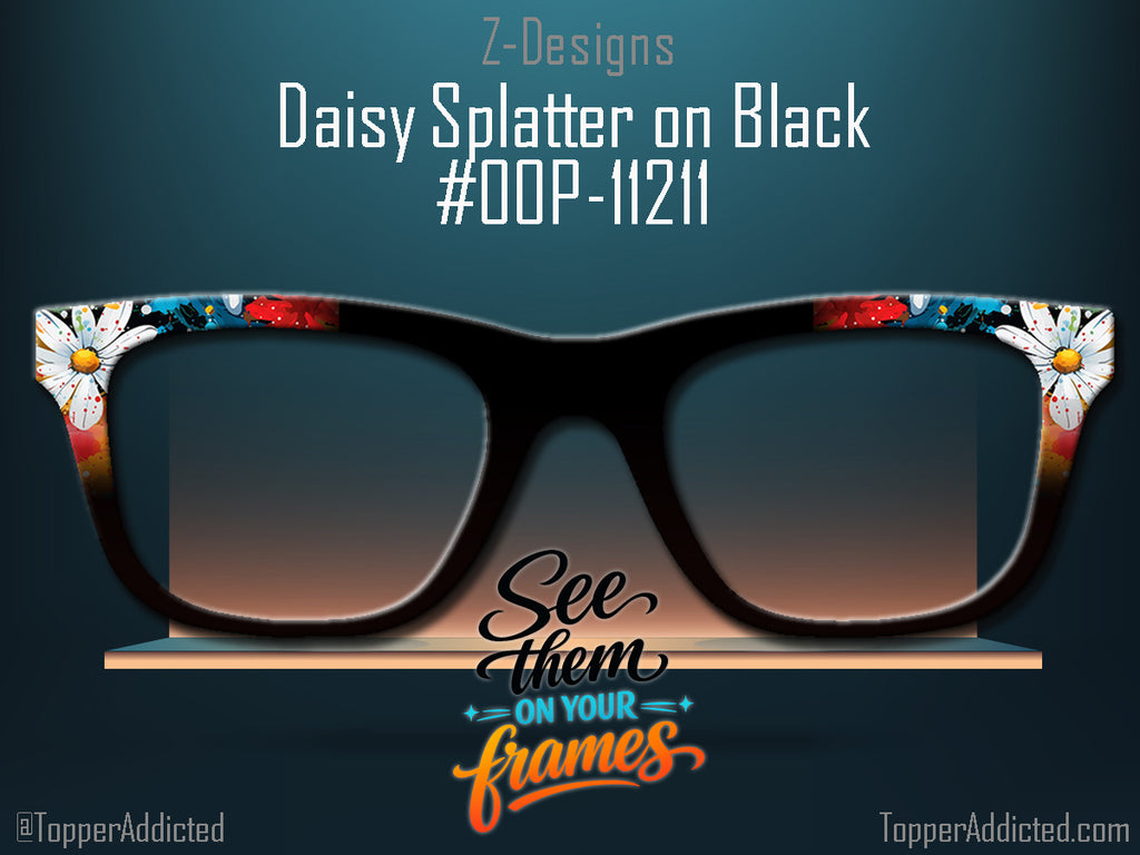 Daisy Spatter on Black | Metal Toppers | Compatible with Pair Eyewear