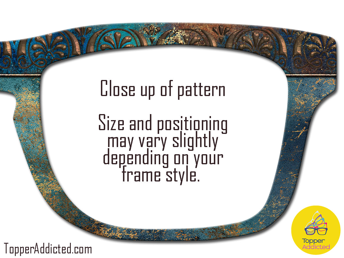 Distressed Copper Patina Print with Border for Pair Eyewear Compatible Magnetic Toppers - Metal Topper