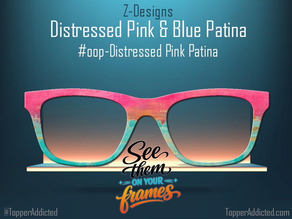Pink & Blue Distressed Copper Patina Print | Magnetic Glasses Topper | All Metal Topper for Pair Eyewear | 8 Fade and Split Options to any color