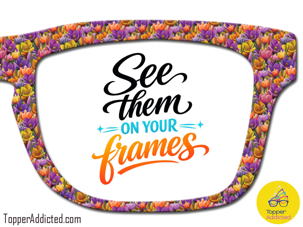 Bright Floral Spring Design | Magnetic Glasses Topper | All Metal Topper for Pair Eyewear | 8 Fade and Split Options to any color
