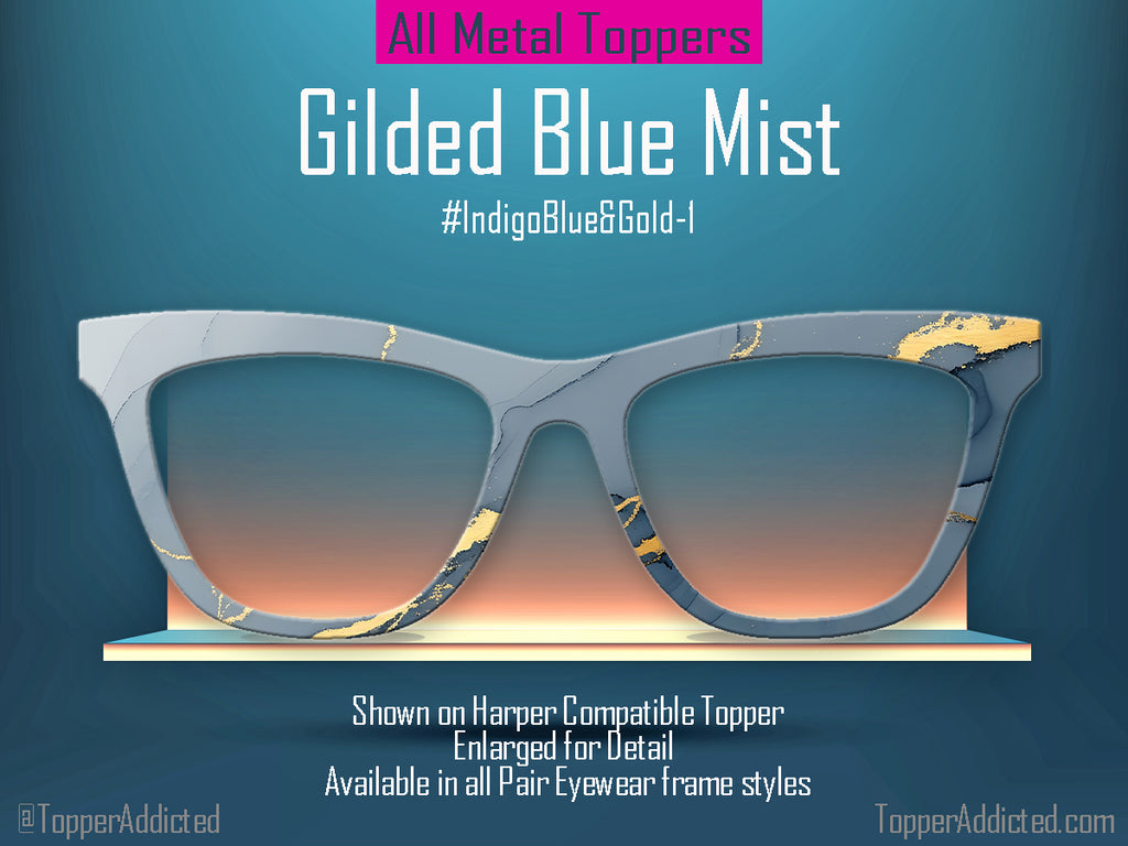 Indigo Blue Alcohol Ink and Gold #1 | Pair Eyewear Compatible | w/Visual Design Tools