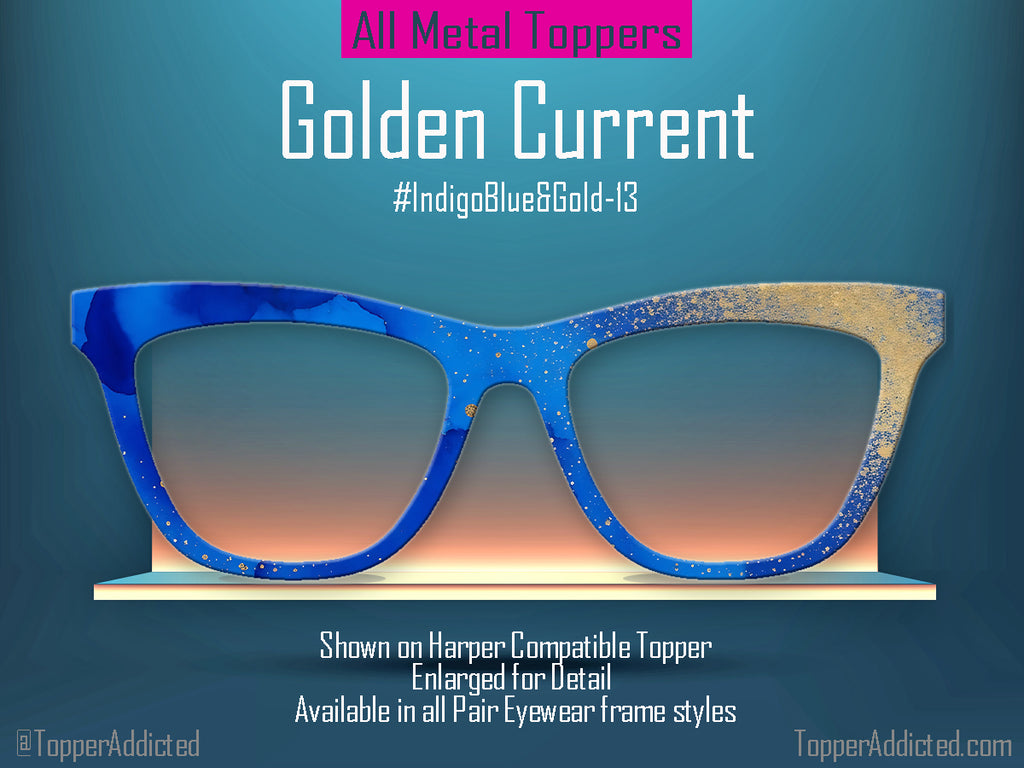 Indigo Blue Alcohol Ink and Gold #1 | Pair Eyewear Compatible | w/Visual Design Tools