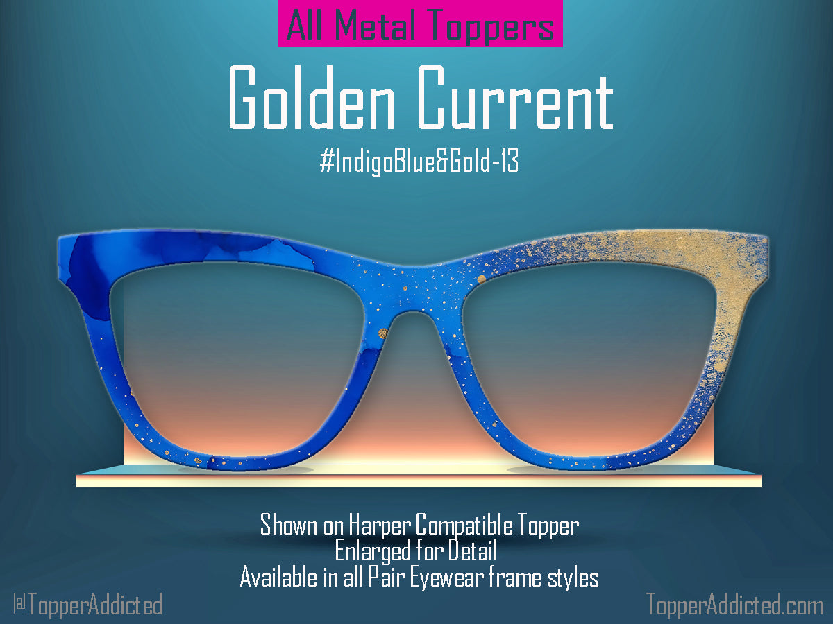 Indigo Blue Alcohol Ink and Gold #1 | Pair Eyewear Compatible | w/Visual Design Tools