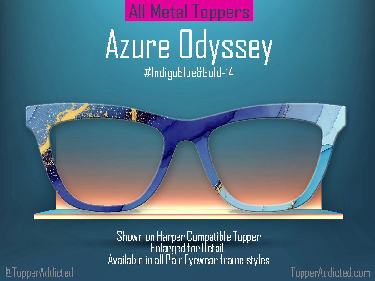 Indigo Blue Alcohol Ink and Gold #1 | Pair Eyewear Compatible | w/Visual Design Tools