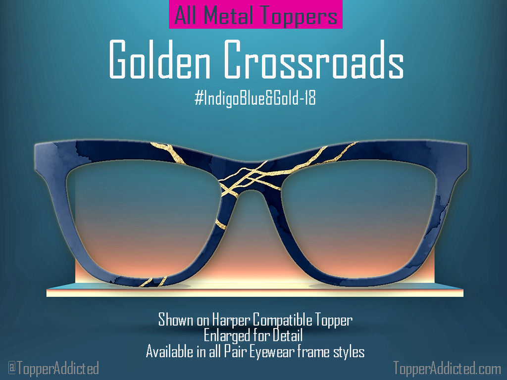 Indigo Blue Alcohol Ink and Gold #1 | Pair Eyewear Compatible | w/Visual Design Tools