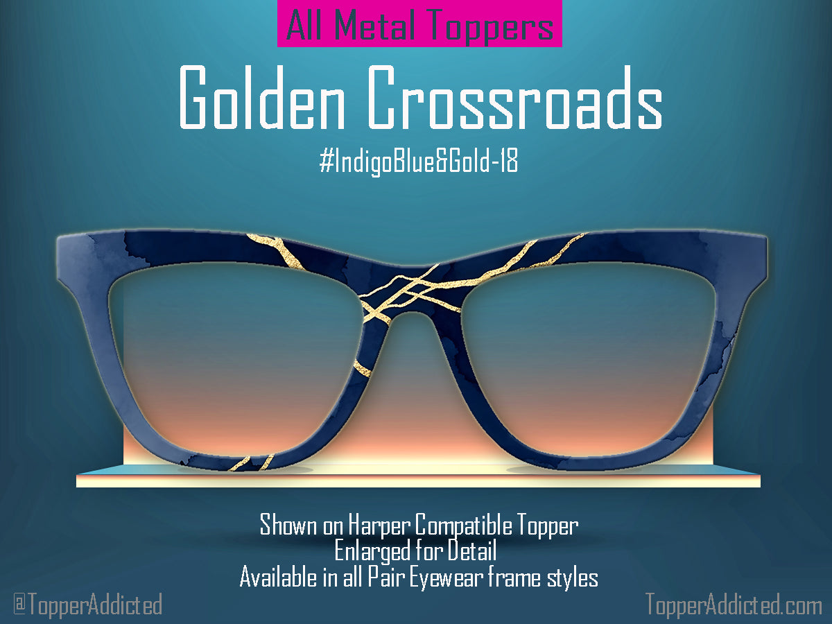 Indigo Blue Alcohol Ink and Gold #1 | Pair Eyewear Compatible | w/Visual Design Tools