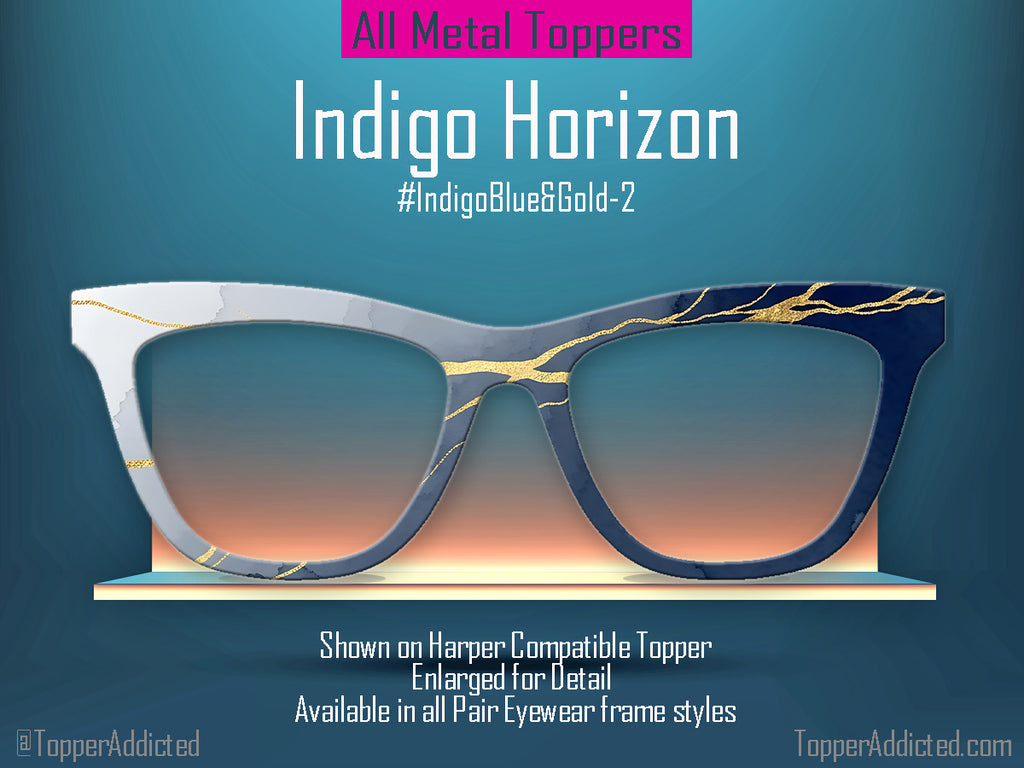 Indigo Blue Alcohol Ink and Gold #1 | Pair Eyewear Compatible | w/Visual Design Tools