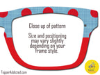 Light Blue and Red Dotted Masculine Fabric Print - Pair Eyewear Compatible Metal Topper