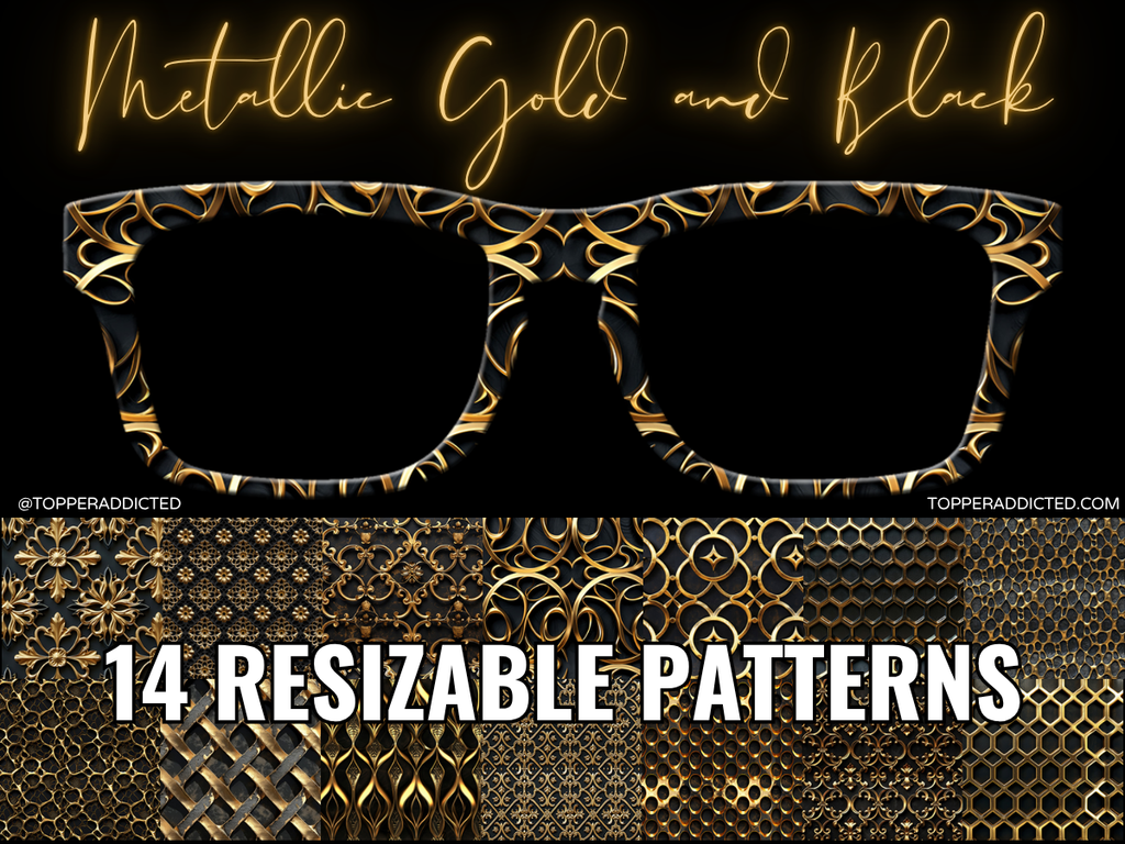 Metallic Gold and Black Collection - 14 Bold Gold & Black Designs for Pair Eyewear w/Visual Design Tools