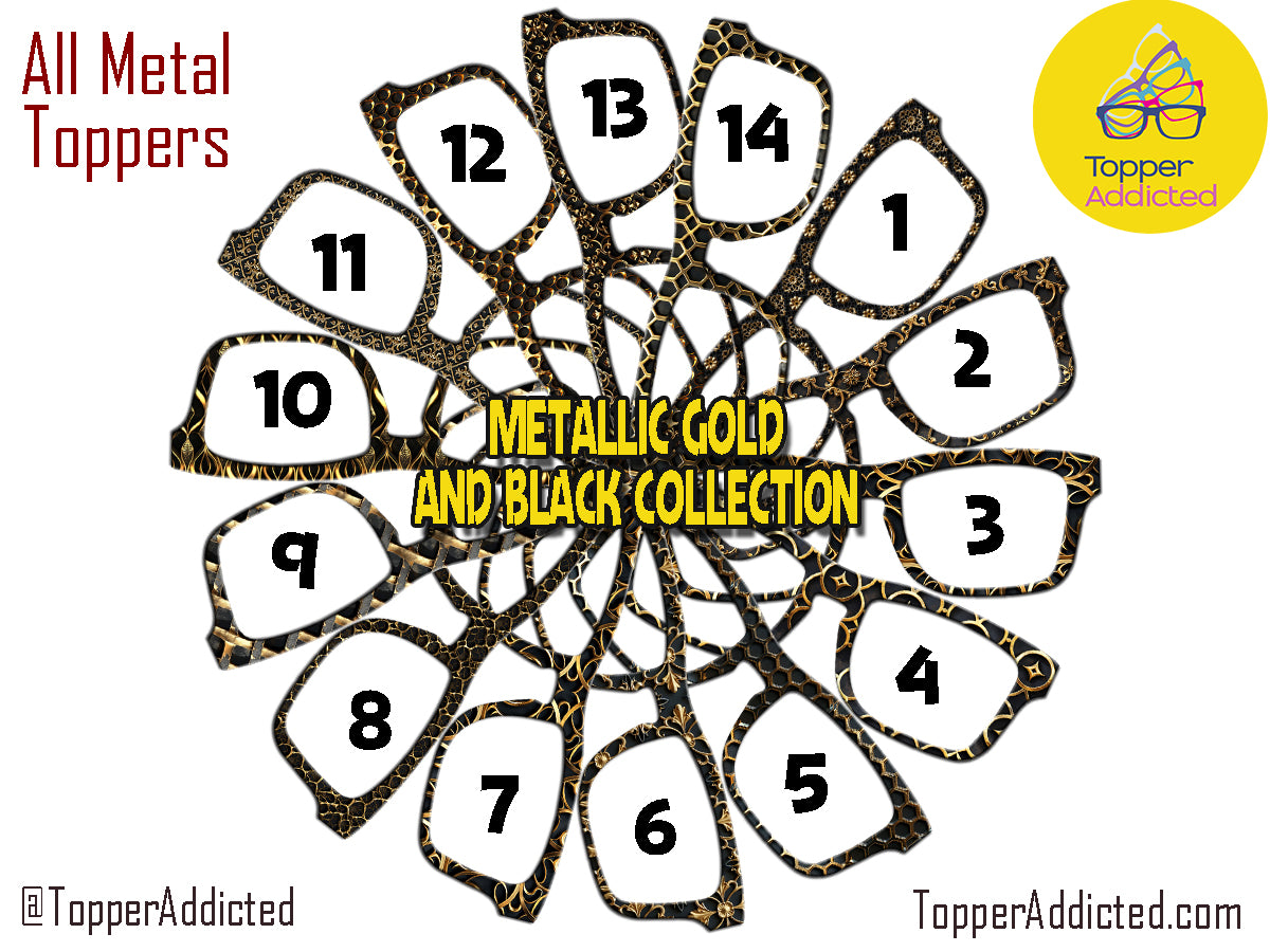 Metallic Gold and Black Collection - 14 Bold Gold & Black Designs for Pair Eyewear w/Visual Design Tools