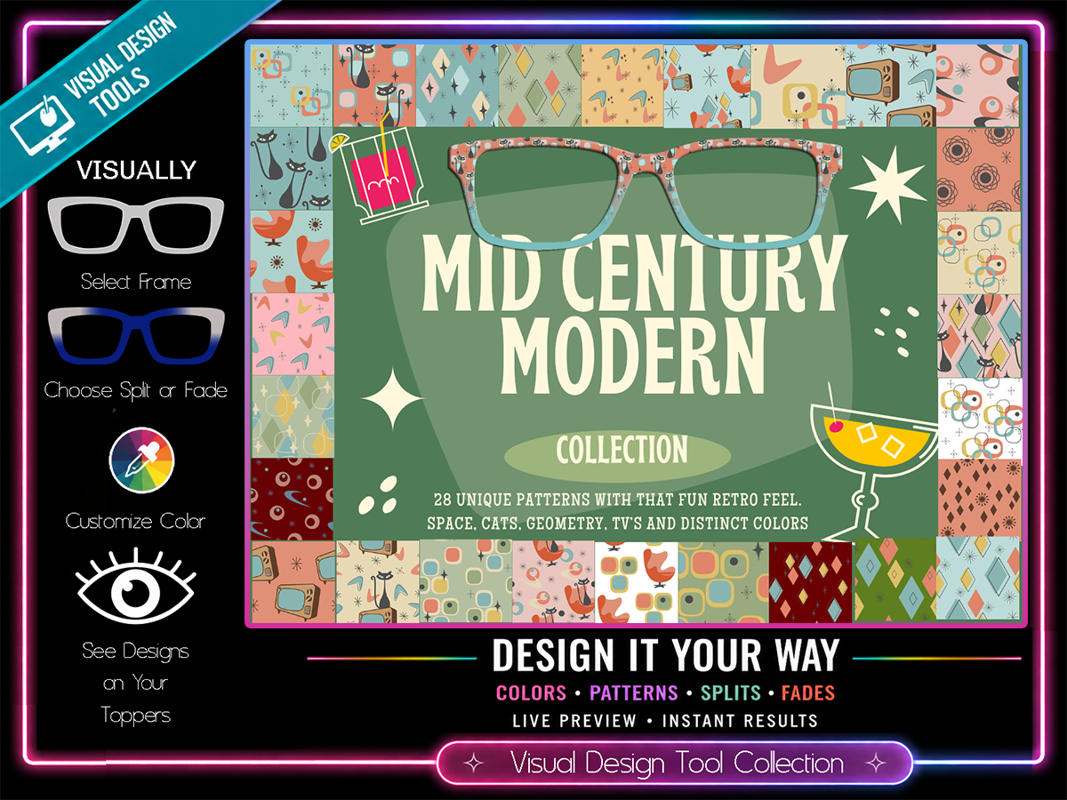 Mid-Century Modern - 28 Nifty Patterns for Pair Eyewear w/Visual Design Tools