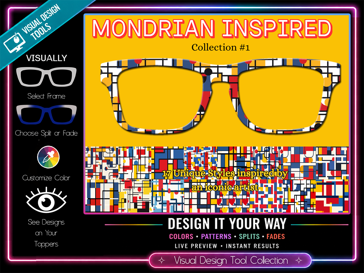 Mondrian Modern Art Collection Compatible with Pair Eyewear w/Visual Design Tools