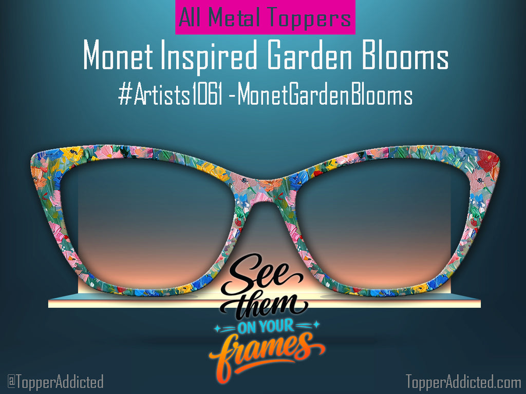 Monet Inspired Garden Blooms | Magnetic Glasses Topper | All Metal Topper for Pair Eyewear | 8 Fade and Split Options to any color