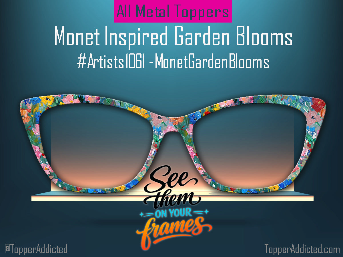 Monet Inspired Garden Blooms | Magnetic Glasses Topper | All Metal Topper for Pair Eyewear | 8 Fade and Split Options to any color