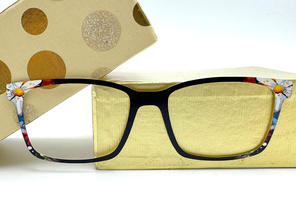 Daisy Spatter on Black | Metal Toppers | Compatible with Pair Eyewear