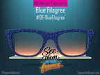 Blue Filagree | Magnetic Glasses Topper | All Metal Topper for Pair Eyewear | 8 Fade and Split Options to any color