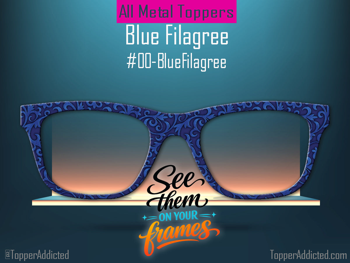 Blue Filagree | Magnetic Glasses Topper | All Metal Topper for Pair Eyewear | 8 Fade and Split Options to any color