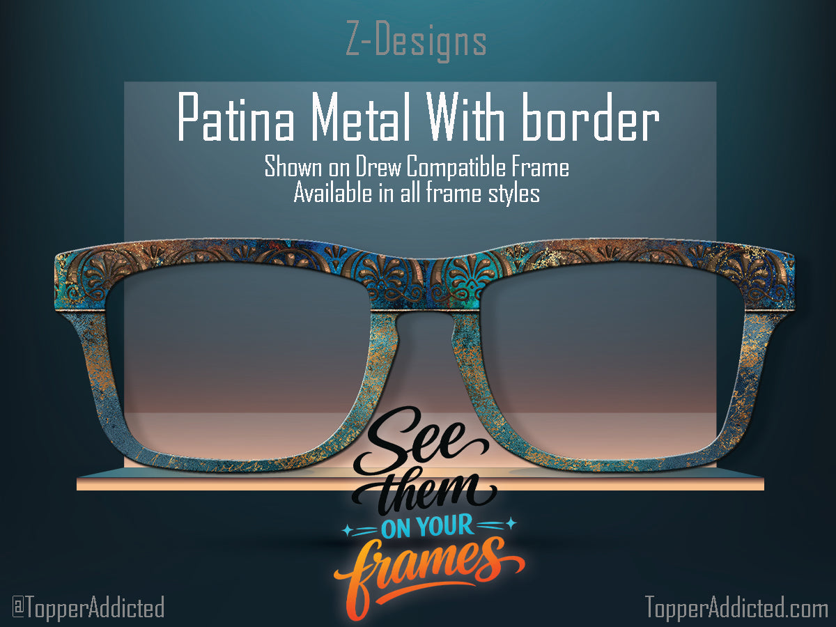 Distressed Copper Patina Print | Metal Toppers | Compatible w/Pair Eyewear