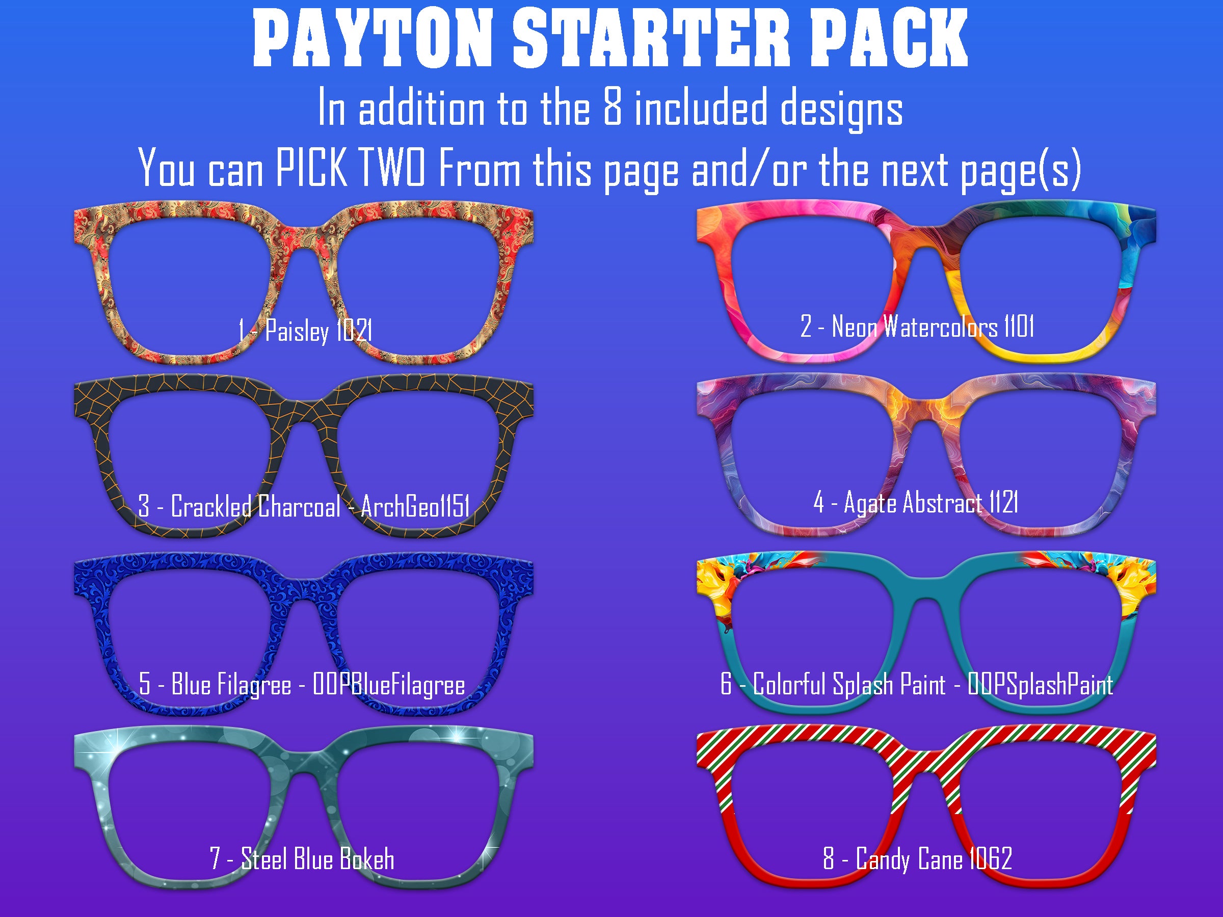 Payton Pair Eyewear Compatible - Top Frames Compatible with Pair Eyewear - 11 Topper Collection - bundle priced - Payton