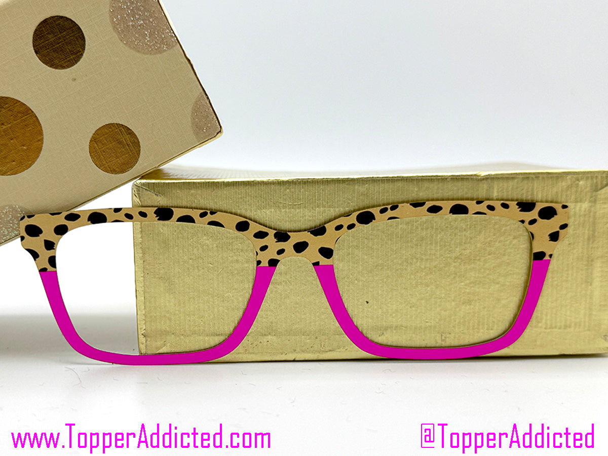 Pink Pussycat Cat print | Pink and Cheetah Spots on Metal Magnetic Topper for Pair Eyewear