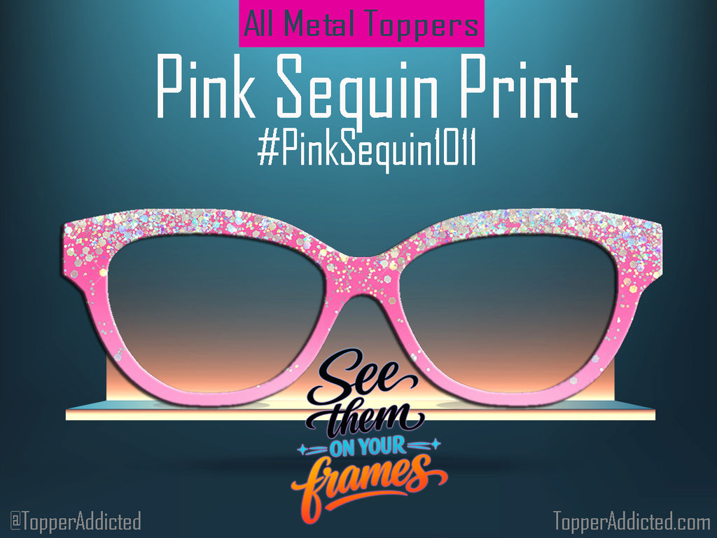 Pink Sequin Glitter Print 101x | Magnetic Glasses Topper | All Metal Topper for Pair Eyewear | 8 Fade and Split Options to any color