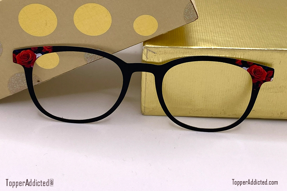 Red Roses on Black | Metal Toppers | Compatible with Pair Eyewear