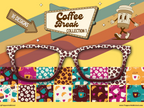 Coffee Break Collection | 16 Coffee Patterns | Pair Eyewear Compatible | w/Visual Design Tools