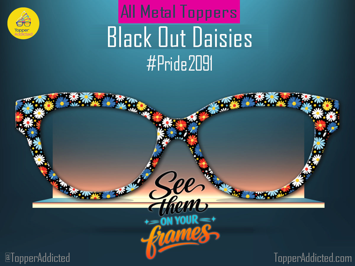 Blackout Daisies | Magnetic Glasses Topper | All Metal Topper for Pair Eyewear | 8 Fade and Split Options to any color