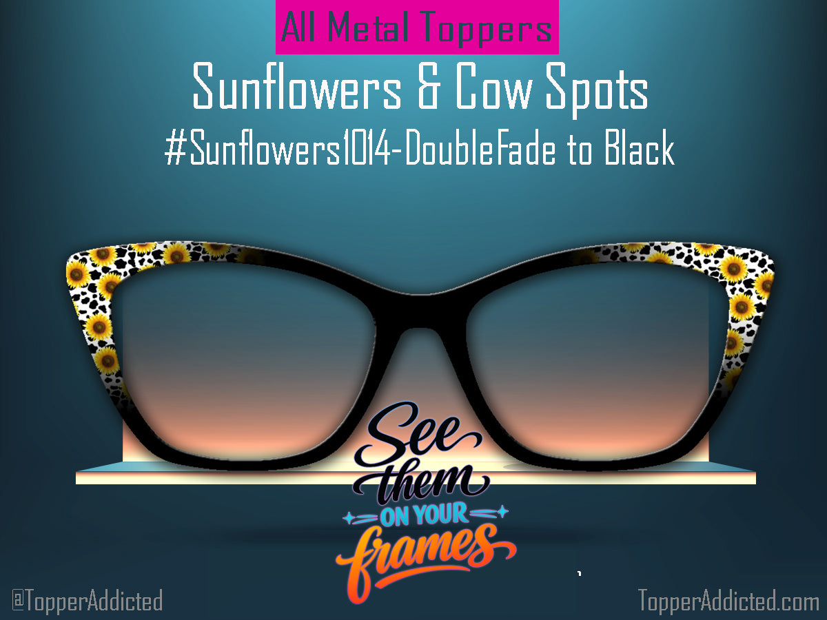 Sunflowers & Cow Spots | Magnetic Glasses Topper | All Metal Topper for Pair Eyewear | 8 Fade and Split Options to any color